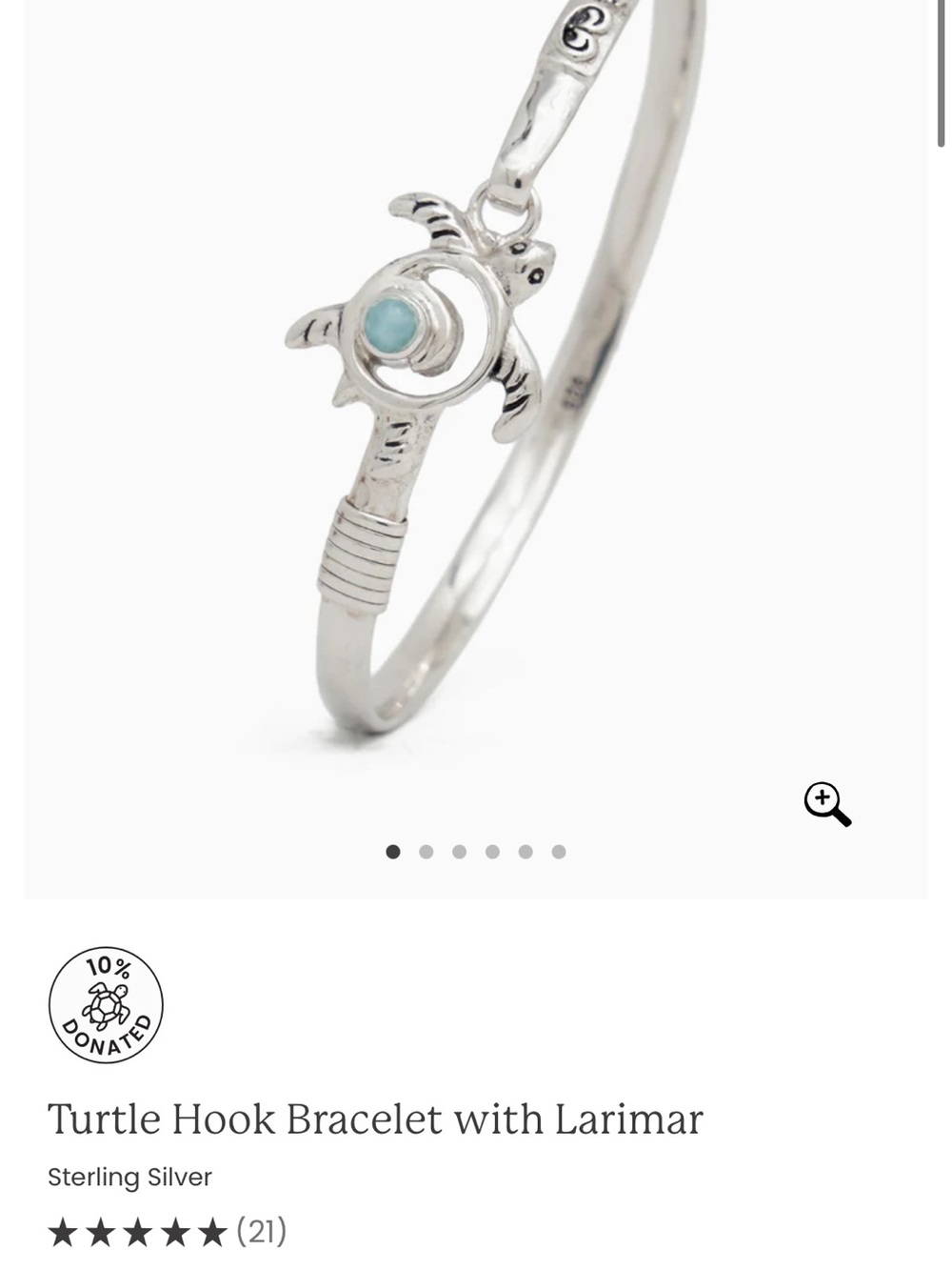 Vibe Silver Turtle Hook Bracelet with Larimar